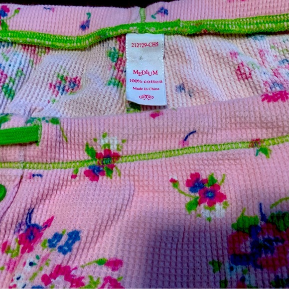 Y2K Victoria’s Secret Thermal Pink Floral Vintage Waffle  Pajama Set 2 PJS S - Picture 8 of 10